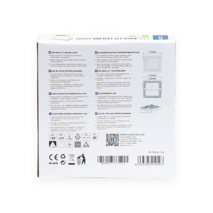 Aigostar - LED Plafonnier LED/12W/230V 17,3x17,3 cm 4000K blanc