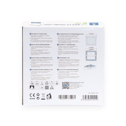 Aigostar - LED Plafonnier LED/12W/230V 17,3x17,3 cm 6500K blanc