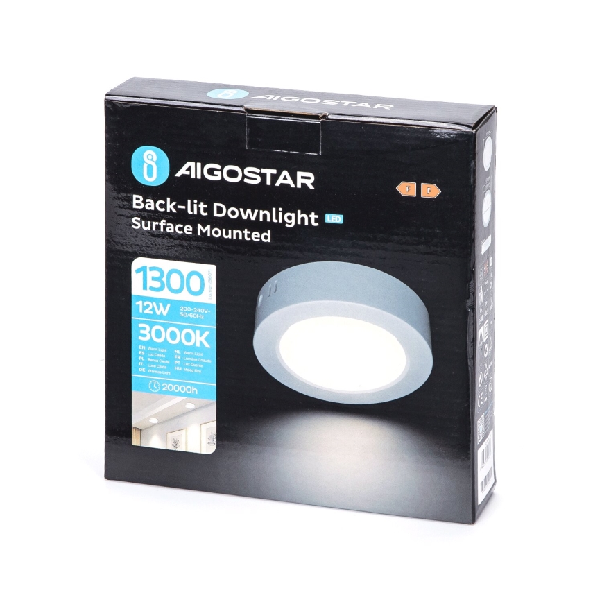 Aigostar - LED Plafonnier LED/12W/230V d. 17,4 cm 3000K blanc
