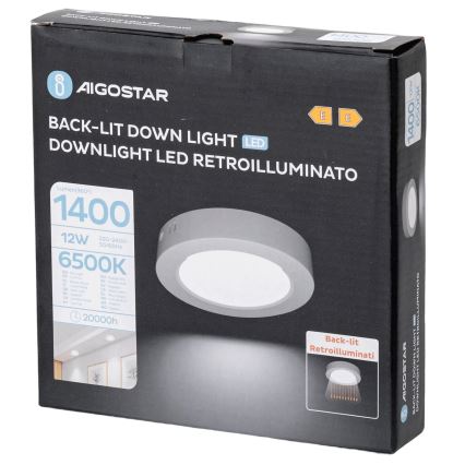 Aigostar - LED Plafonnier LED/12W/230V d. 17,4 cm 6500K blanc