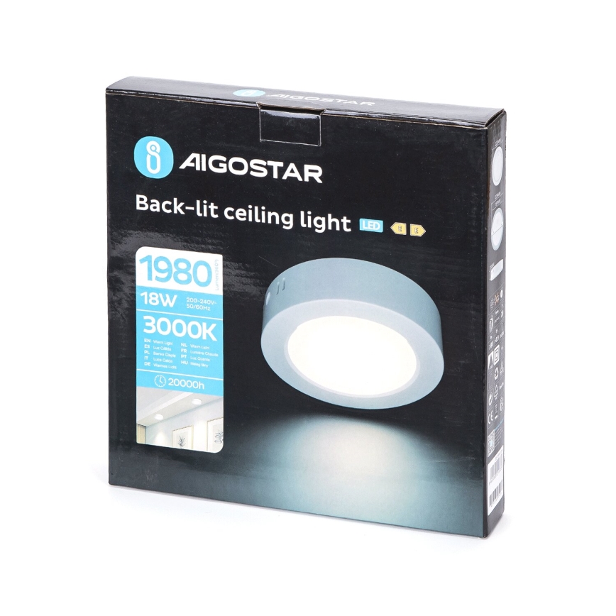 Aigostar - LED Plafonnier LED/18W/230V d. 22,6 cm 3000K blanc