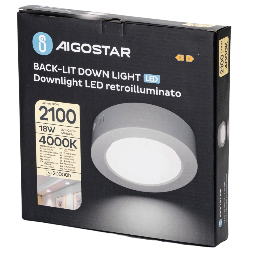 Aigostar - LED Plafonnier LED/18W/230V d. 22,6 cm 4000K blanc
