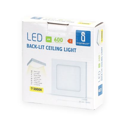 Aigostar - LED Plafonnier LED/6W/230V 12,2x12,2 cm 3000K blanc