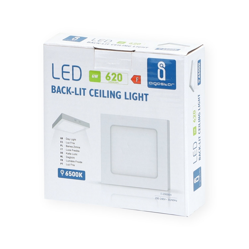 Aigostar - LED Plafonnier LED/6W/230V 12,2x12,2 cm 6500K blanc
