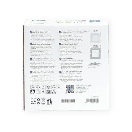 Aigostar - LED Plafonnier LED/6W/230V 12,2x12,2 cm 6500K blanc
