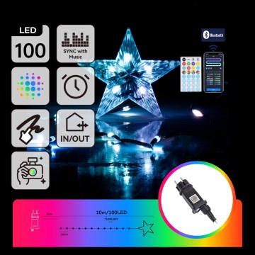Aigostar - LED RGBICW Guirlande lumineuse de Noël extérieure intelligente MESH 100xLED 10m IP44 + télécommande
