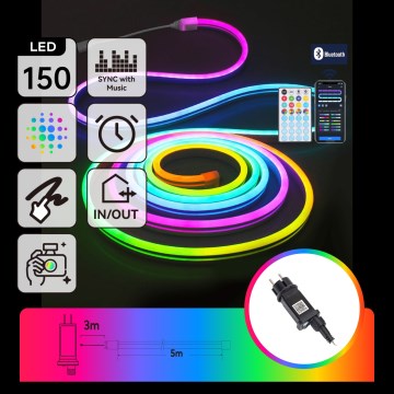 Aigostar - LED RGBICW Guirlande lumineuse de Noël intelligente d'extérieur MESH 150 LED 5 m IP44 + télécommande