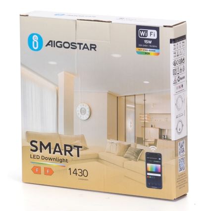 Aigostar - LED RGBW Spot encastrable à intensité variable LED/15W/230V 2700-6500K d. 17,5 cm Wi-Fi