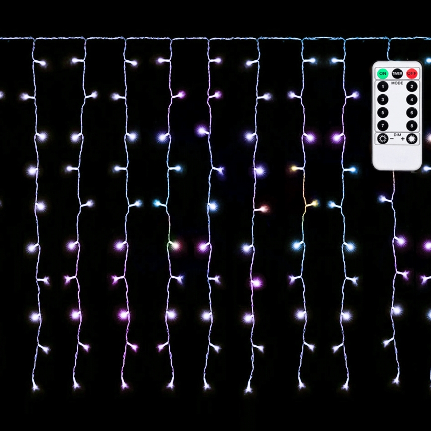 Aigostar - LED RGBY Guirlande de Noël extérieure 300xLED/8 modes d'éclairage 3x1m IP44 + télécommande