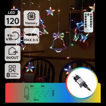 Aigostar - LED RGBY Guirlande d'extérieur  120xLED/8 fonctions 3x0,6m IP44 multicolore + télécommande