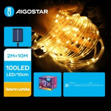 Aigostar - LED Solar guirlande de Noël 100xLED/8 fonctions 12m IP65 blanc chaud