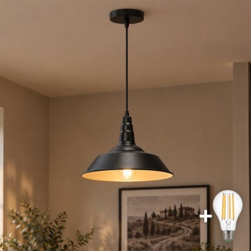Aigostar - LED suspension sur câble 1xE27/60W/230V Ø 36 cm noire