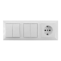 Aigostar - LOT 2x Interrupteur intérieur à 2 bouton avec prise 1x16A/250V SCHUKO