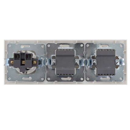 Aigostar - LOT 2x Interrupteur intérieur à 2 bouton avec prise 1x16A/250V SCHUKO