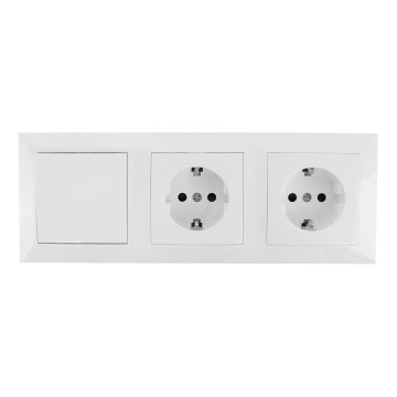 Aigostar - LOT 2x Prise domestique avec un interrupteur 2x16A/250V SCHUKO
