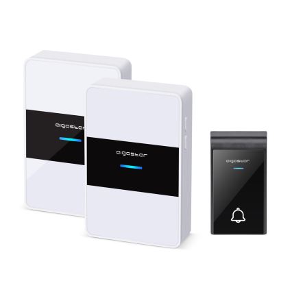Aigostar - LOT 2x Sonnette sans fil 3xAA/12V IP44 blanc/noir