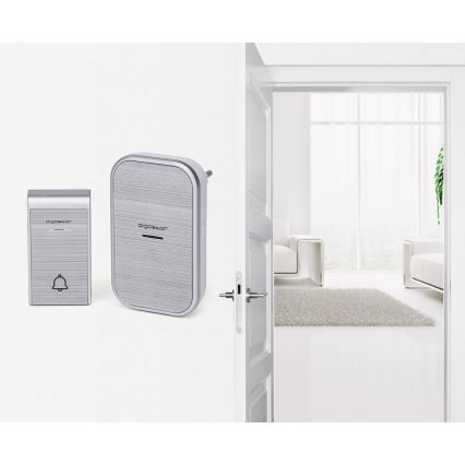 Aigostar - LOT 2x Sonnette sans fil à brancher 230V/12V IP44 argent