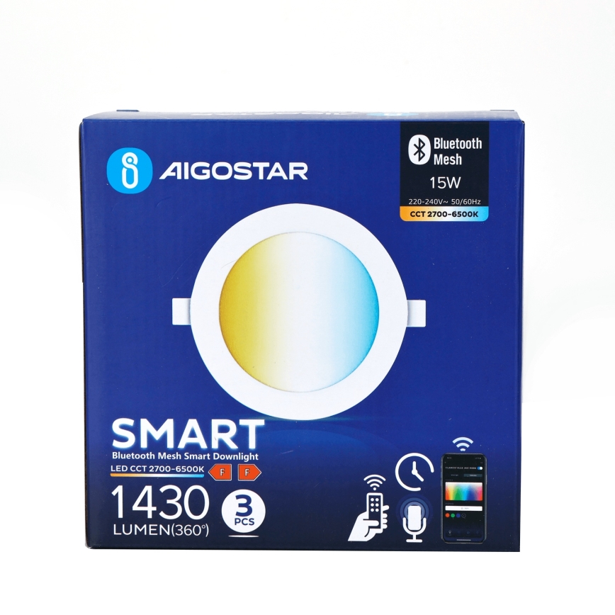Aigostar - LOT 3x Spot encastrable à intensité variable MESH LED/15W/230V 2700K-6500K d. 17cm
