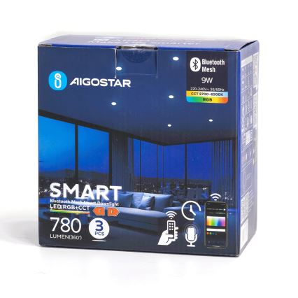 Aigostar - LOT 3x Spot encastrable RGBW à intensité variable MESH LED/9W/230V 2700K-6500K d. 14,5cm