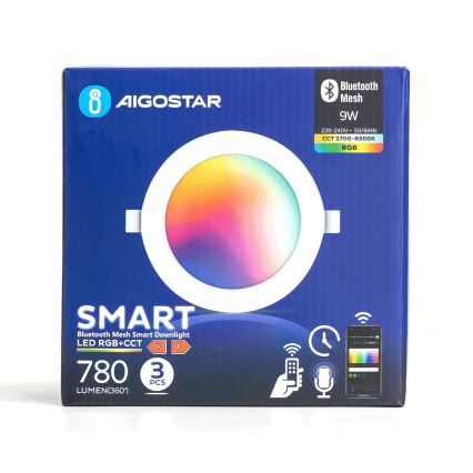 Aigostar - LOT 3x Spot encastrable RGBW à intensité variable MESH LED/9W/230V 2700K-6500K d. 14,5cm