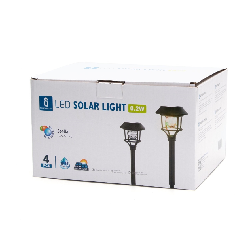 Aigostar - LOT 4x Lampe solaire RGB LED/0,2W/2V IP44