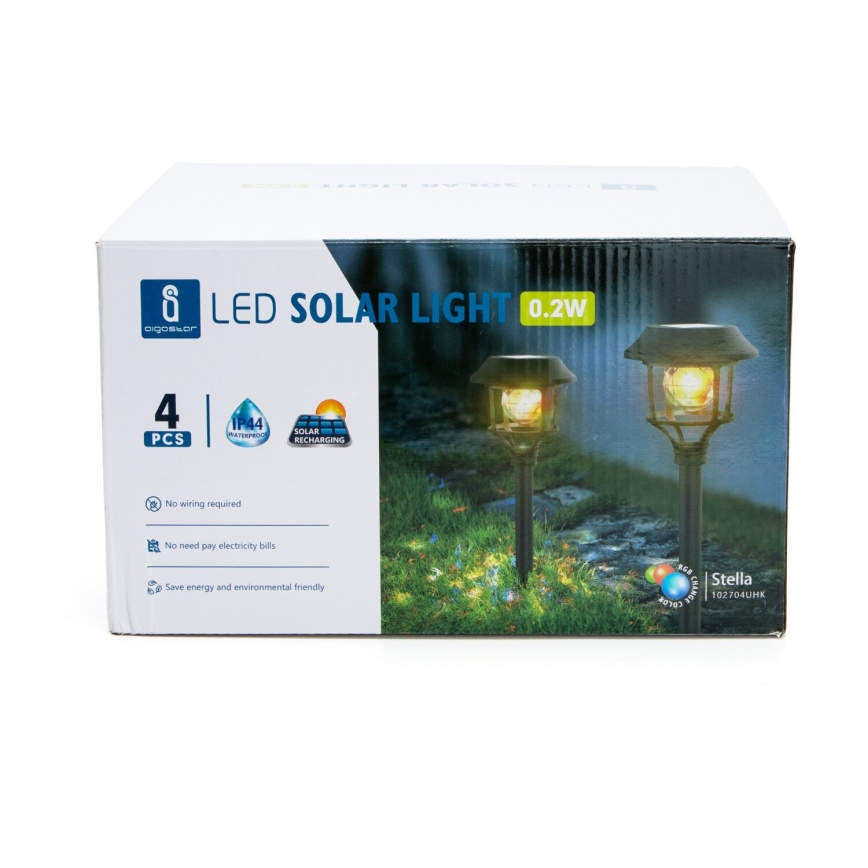 Aigostar - LOT 4x Lampe solaire RGB LED/0,2W/2V IP44