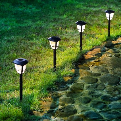 Aigostar - Lot de 12 lampes solaires LED, 0,06 W, 2 V, 33,8 cm, 6500 K, 100 mAh, IP44, noires