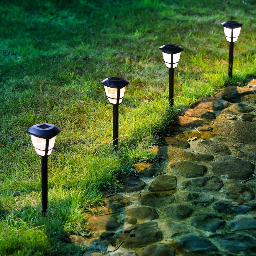 Aigostar - Lot de 12 lampes solaires LED, 0,06 W, 2 V, 33,8 cm, 6500 K, 100 mAh, IP44, noires
