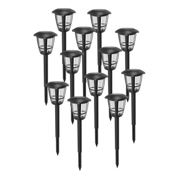 Aigostar - Lot de 12 lampes solaires LED, 0,06 W, 2 V, 33,8 cm, 6500 K, 100 mAh, IP44, noires