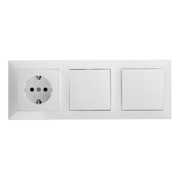 Aigostar - Lot de 2 interrupteurs muraux avec prise Schuko 1x16A/250V