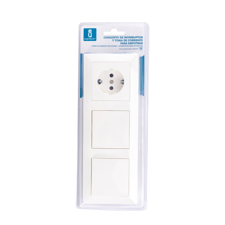 Aigostar - Lot de 2 interrupteurs muraux avec prise Schuko 1x16A/250V