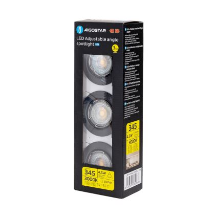 Aigostar - Lot de 3 spots encastrés LED 1xGU10/4,5W/230V 3000K noir