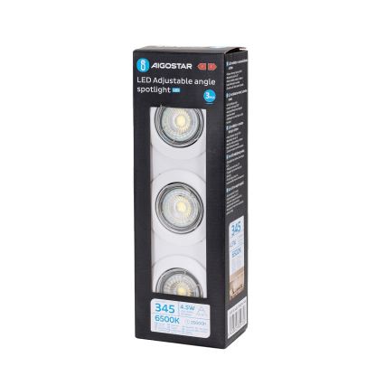 Aigostar - Lot de 3 spots encastrés LED 1xGU10/4,5W/230V 6500K blanc