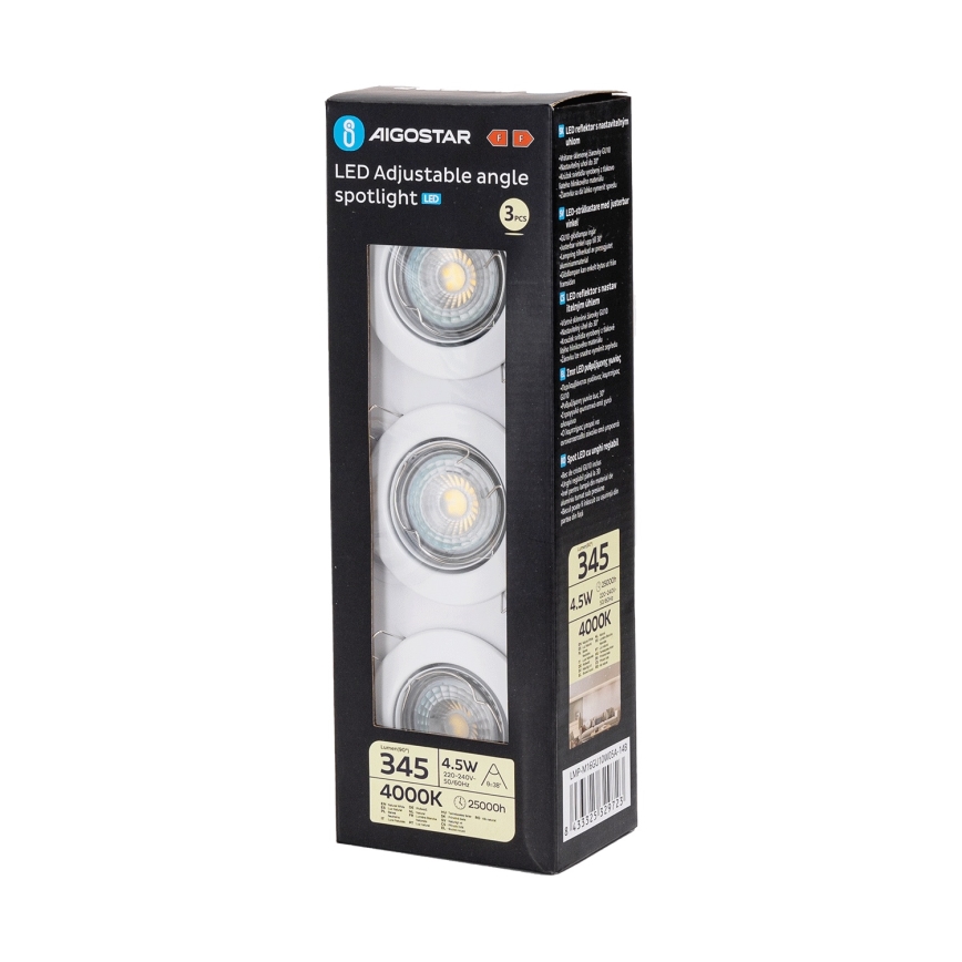 Aigostar - Lot de 3 spots LED encastrés 1x GU10/4,5W/230V 4000K blanc