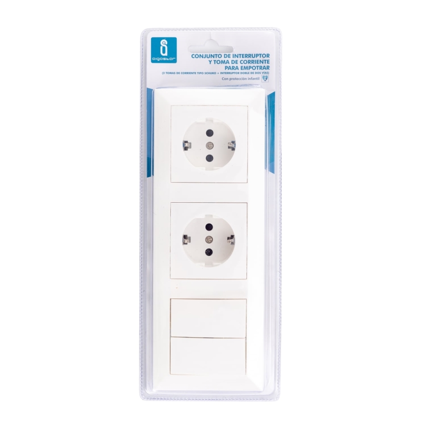 Aigostar - LOT x2 Prise avec interrupteurs 2x16A/250V SCHUKO