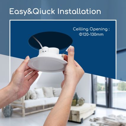 Aigostar - Plafonnier encastré pour salle de bains LED/15W/230V 4000K IP44 Ø 14,5 cm blanc