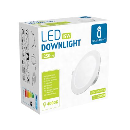 Aigostar - Plafonnier encastré pour salle de bains LED/15W/230V 4000K IP44 Ø 14,5 cm blanc