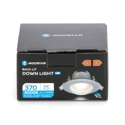 Aigostar - Luminaire encastré LED / 5W / 230V 4000K Ø 8,5 cm blanc
