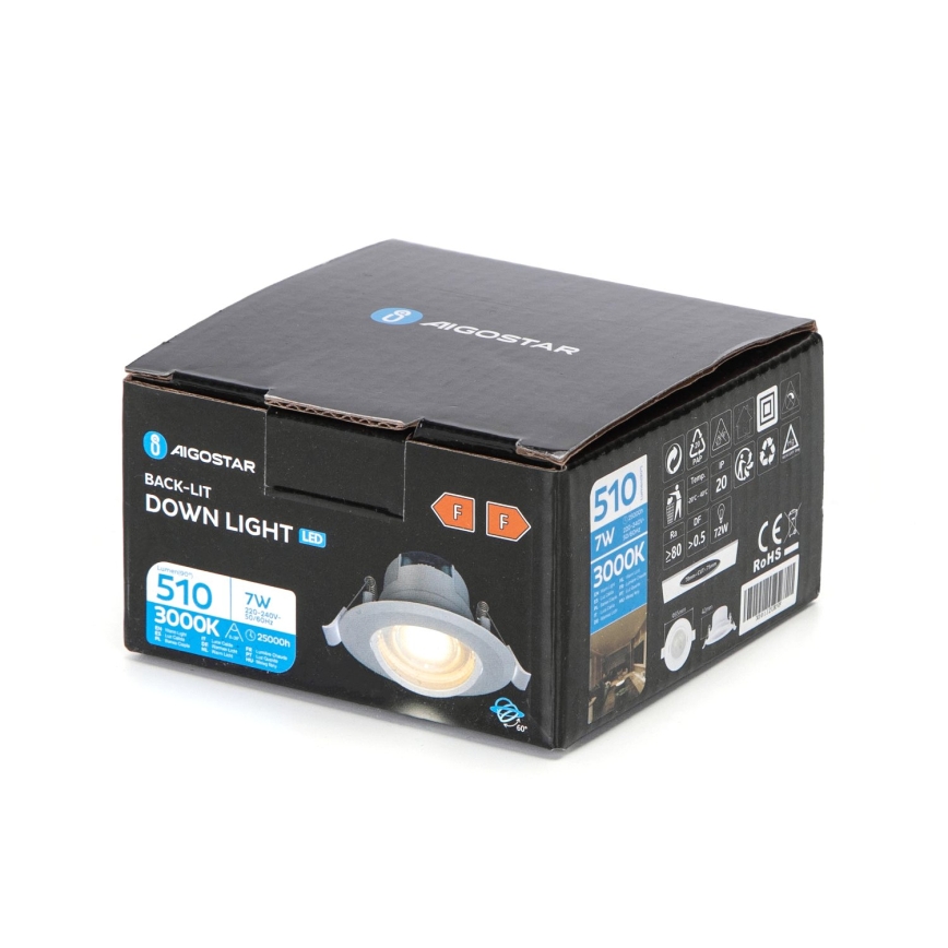 Aigostar - Luminaire encastré LED/7W/230V 3000K Ø 8,5 cm blanc chaud