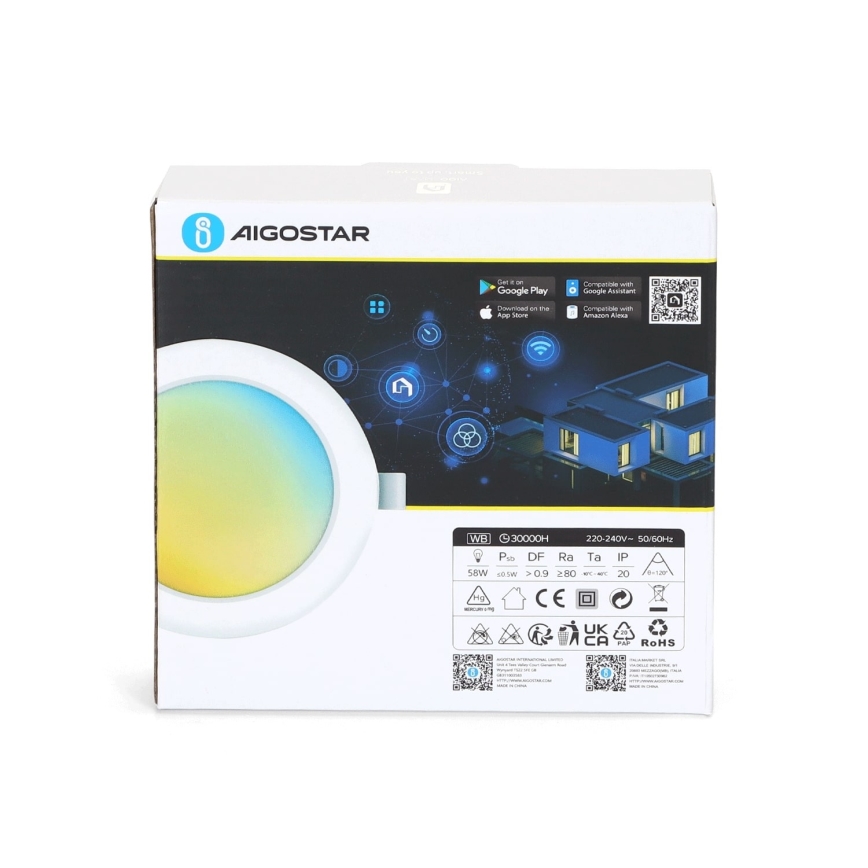 Aigostar - Luminaire encastré LED à intensité variable LED/9W/230V d. 14,5 cm Wi-Fi