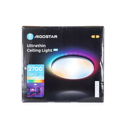 Aigostar - Plafonnier RGBW à intensité variable salle de bain LED/24W/230V 3000-6500K d. 42 cm IP44 + Télécommande