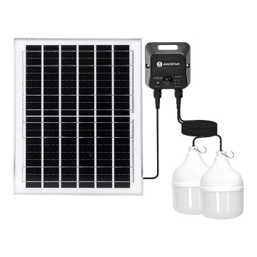 Aigostar - Luminaire solaire LED avec capteur, 2×LED, 70 W, 12 V, batterie 12 000 mAh, 6500 K, IP65, Ø 12 cm + télécommande