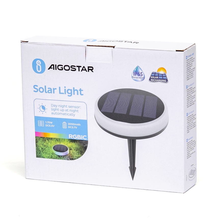Aigostar - Luminaire solaire RGBIC LED/0,6W/3,7V IP65 2000 mAh