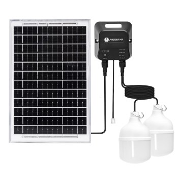 Aigostar - Lustre solaire LED 2x LED / 35 W / 12 V, 6000 mAh, 6500 K, IP65, Ø 10 cm + télécommande