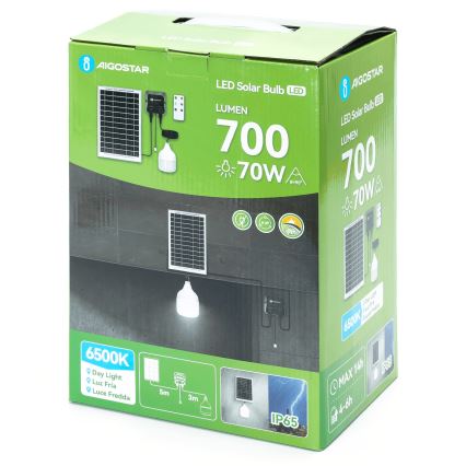 Aigostar - Luminaire solaire LED/70W/12V 6000 mAh 6500K IP65 Ø 12 cm + télécommande