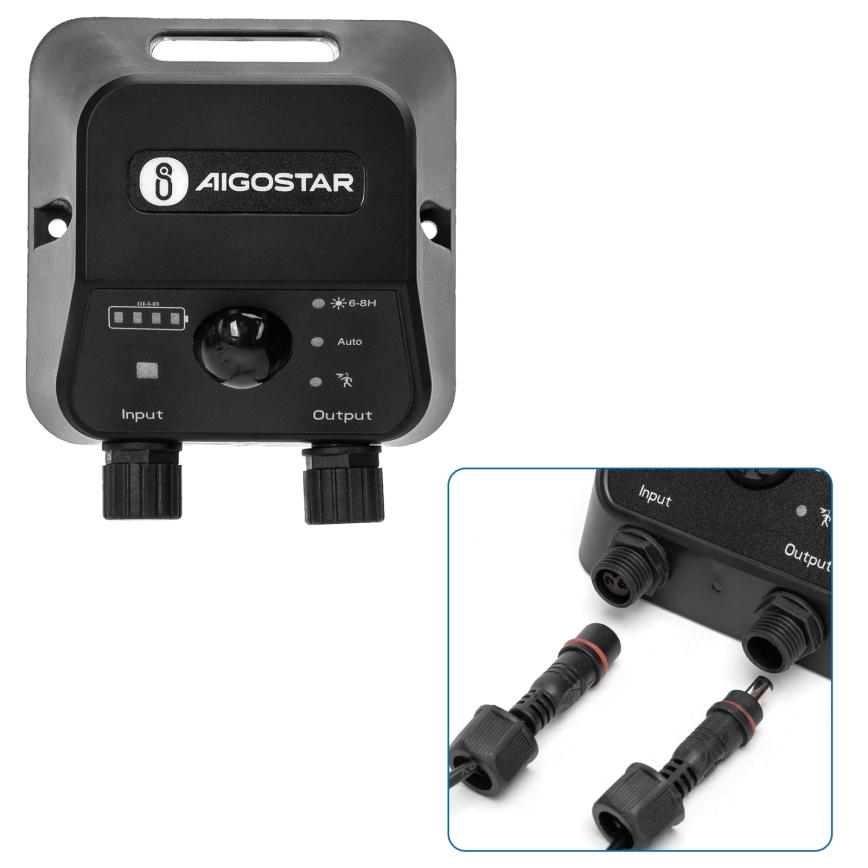Aigostar - Lustre solaire LED avec capteur 2×LED/35W/12V 6000 mAh 6500 K IP65 Ø 10 cm + télécommande
