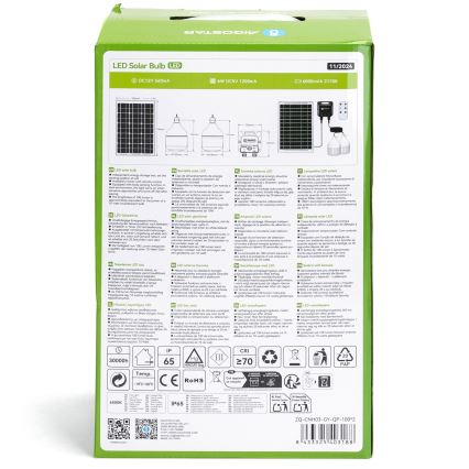 Aigostar - Lustre solaire LED avec capteur 2×LED/35W/12V 6000 mAh 6500 K IP65 Ø 10 cm + télécommande