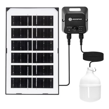 Aigostar - Lustre solaire LED avec capteur, 35W/12V, 3000 mAh, 6500K, IP65, Ø 10 cm + télécommande