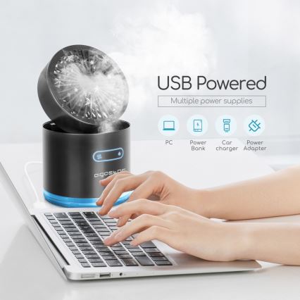 Aigostar - Mini ventilateur de table sans fil avec brumisateur MIST 10W/5V noir