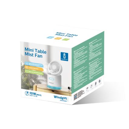 Aigostar - Mini ventilateur de bureau sans fil RGB à effet de brume MIST 10W/5V 2000mAh blanc